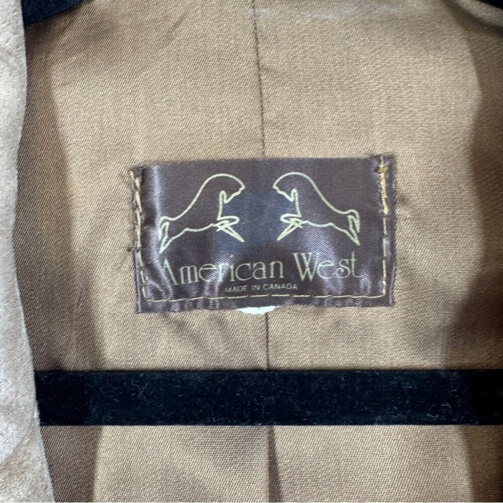 Vintage American West Suede Leather Blazer Tan Western Jacket Rodeo Festival - Picture 3 of 16